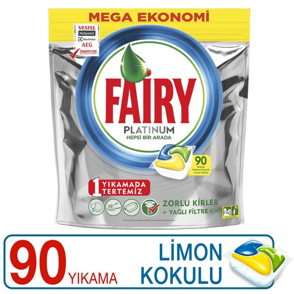 Fairy Platinum Bulaşık Kapsülü Limon Kokulu 90 Yıkama