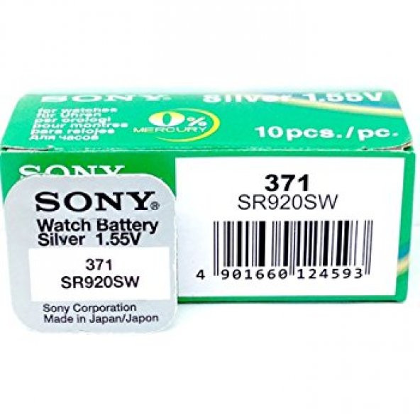 Sony 371 SR920SW 373 SR916SW 399/395 SR927 Pil 10 Adet 2022 SKT.