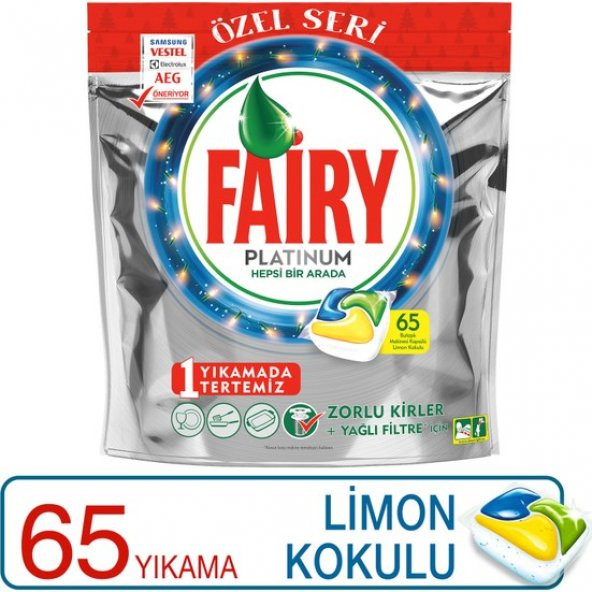 Fairy Platinum 65 Yıkama BulaşıkKapsülü Limon Kokulu Özel Seri