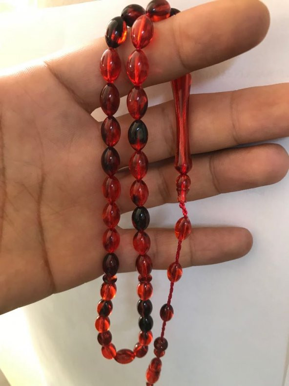 Kehribar Tesbih Toz Kehribar Tesbih Sarı Yeşil Kırmızı - 3