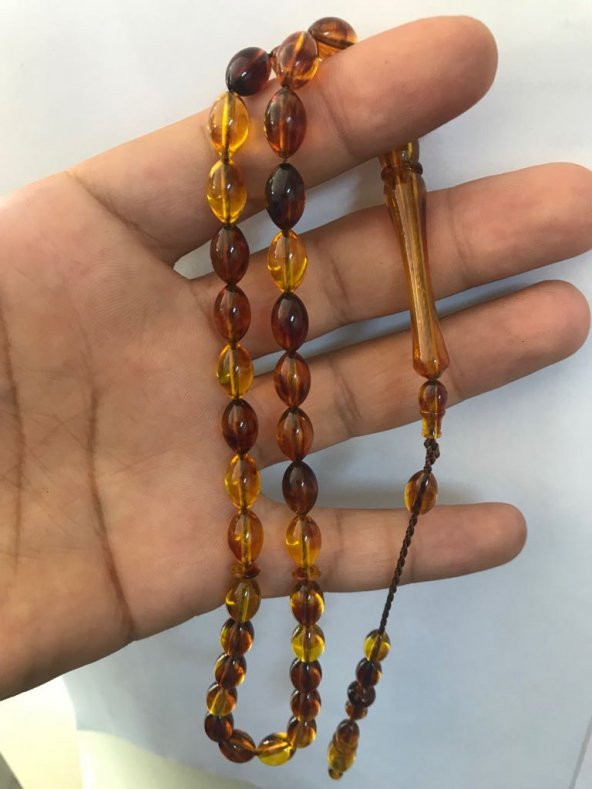 Kehribar Tesbih Toz Kehribar Tesbih Sarı Yeşil Kırmızı - 5