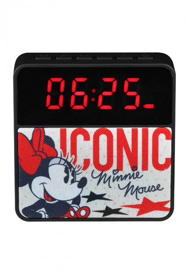 Disney Minnie Mouse Mini Fare Retro Bluetooth Kablosuz Hoparlör Radyolu USBli Çalar Saat Lisanslı