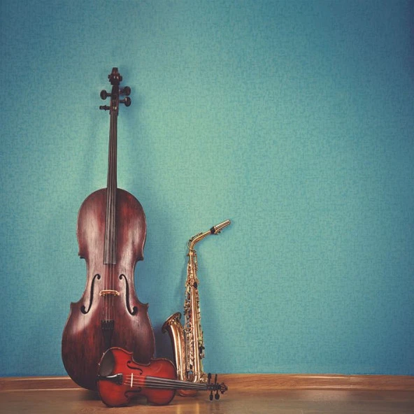 Baskılı Duş Perde Müzik Keman Saksafon Deseni - Resim 4