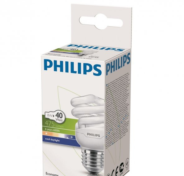 Philips EconomyTwister 8W Beyaz Işık Normal Duy
