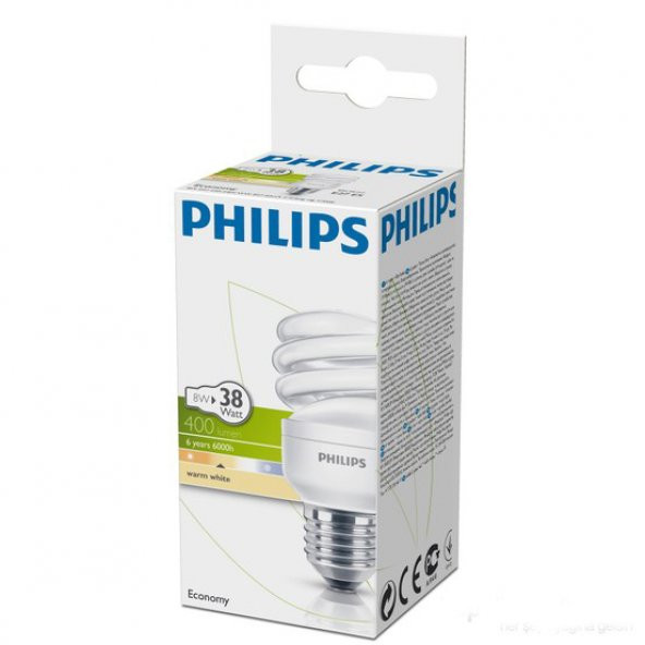 Philips EconomyTwister 8W Sarı Işık Normal Duy