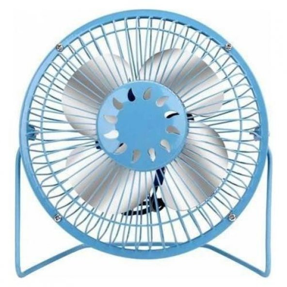 Coverzone USB Mini 8 Inç 22x22cm Metal Fan Vantilatör Mavi ENT