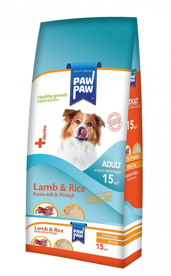Paw Paw (PawPaw) Kuzu Etli ve Pirinçli Yetişkin Köpek Maması 15 Kg