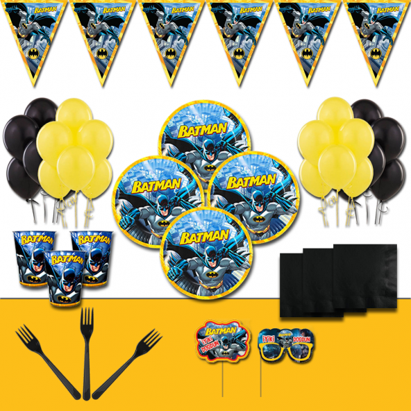 BATMAN BETMEN DOĞUM GÜNÜ PARTİ MALZEMELERİ SÜSLERİ SETİ 24 KİŞİLİK
