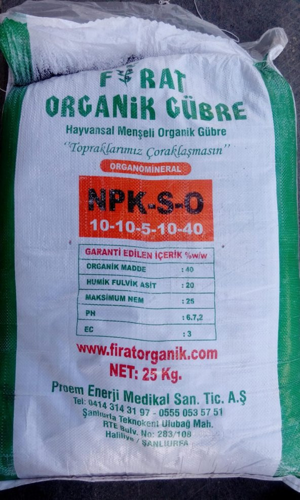 Organik gübre NPK 10-10-5-10-40 25 kg
