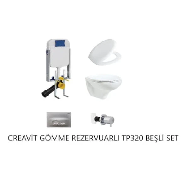 Creavit Tp320 Gömme Rezervuar Seti 5 PARÇA YAVAŞ KAPANIRLI - 6