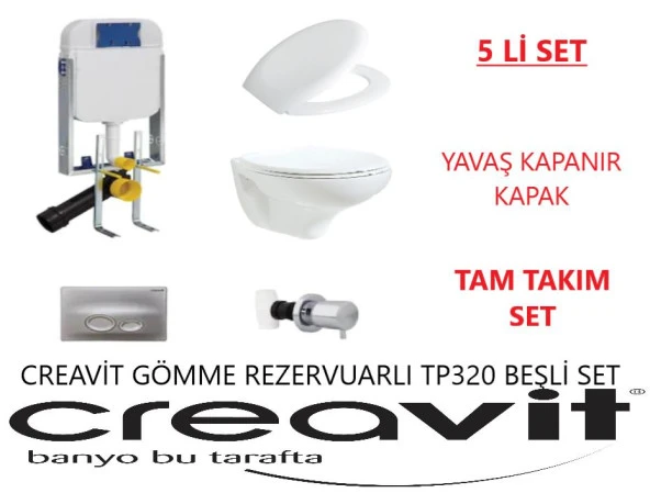Creavit Tp320 Gömme Rezervuar Seti 5 PARÇA YAVAŞ KAPANIRLI - 10