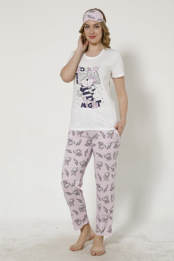 Tavşan Desenli Kısa Kollu Pijama Takımı