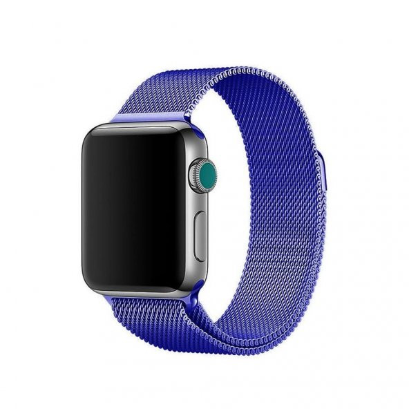 Apple Watch 2-3 Metal Mıknatıslı Hasır Kordon Milanese 42mm-Mavi
