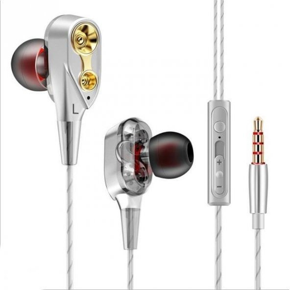 Tebaurry R8 Çift Hoparlörlü Kablolu Mikrofonlu Kulaklık-Beyaz
