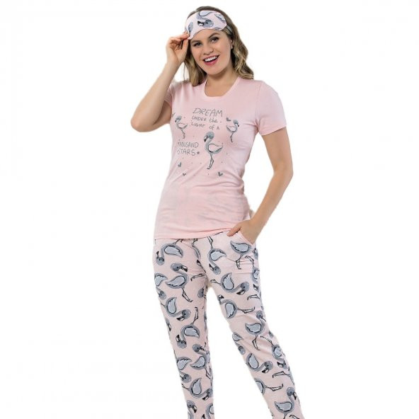 Dream Flamingo Desenli Kısa Kollu Pijama Kadın Takımı