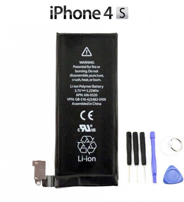 Apple iPhone 4S Uyumlu 1430 mAh Batarya + 6lı Tamir Seti