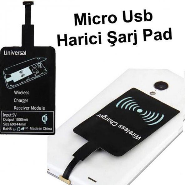 Samsung Micro Usb Harici Qi Kablosuz Şarj Pad Ped Pedi