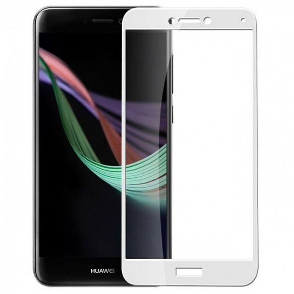 Huawei Mate 10 Lite - Tamperli Tam Kaplayan Kırılmaz Cam Tam Kaplama Ekran Koruyucu 9H - Beyaz