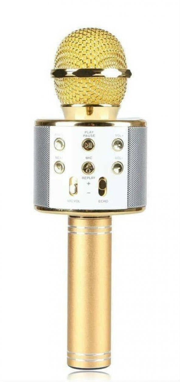 WS-858 Karaoke Bluetooth Mikrofon ve Taşınabilir Hoparlör - Gold
