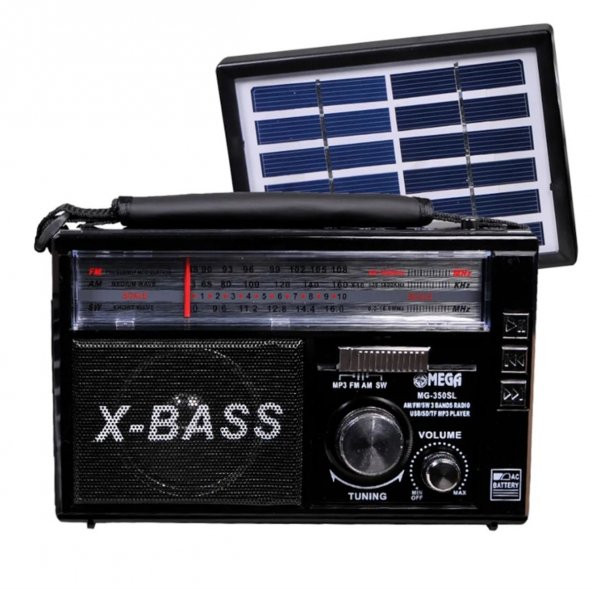 Radyo Solar Sistem Güneş Enerjili Bluetoothlu Mega 350 FM Radyo