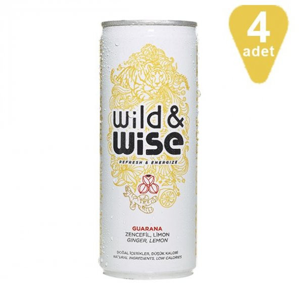 Wild & Wise Limon & Zencefil Doğal Guarana İçeceği, 4 ad x 250 ml