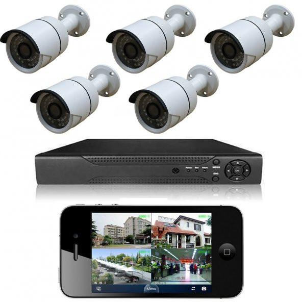 Primuscam 5 Kameralı Set Gece Görüşlü Güvenlik Kamerası 2MP AHD DVR Plastik Kasa