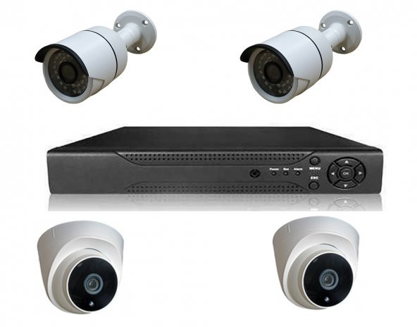 Primuscam Dome Güvenlik Kamera Seti 2 DIŞ 2 İÇ 4 kameralı Set Gece Görüşlü 2MP AHD