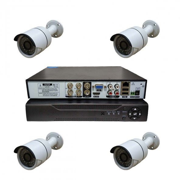 Primuscam Dış Mekan 4 Kameralı Set Gece Görüşlü Güvenlik Kamerası 2MP AHD Metal Kasa