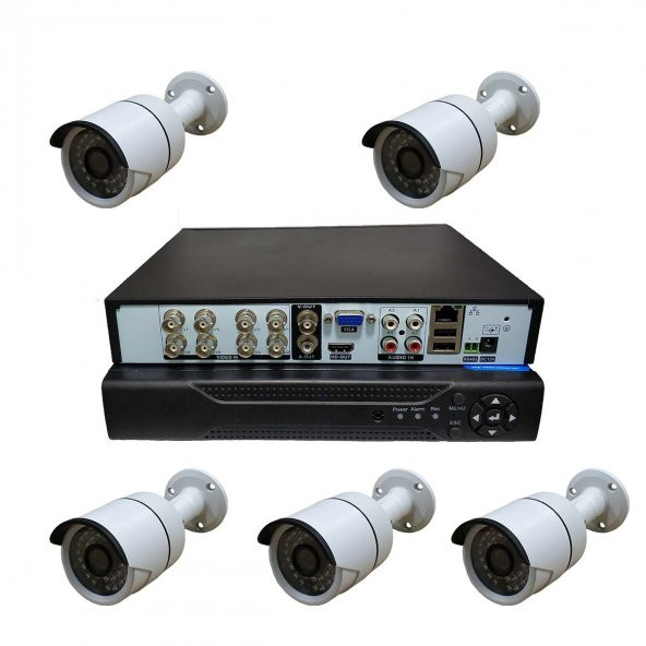 Primuscam Dış Mekan 5 Kameralı Set Gece Görüşlü Güvenlik Kamerası 2MP AHD Metal Kasa