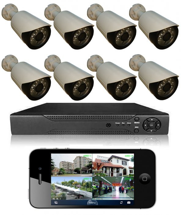 Primuscam 8 Kameralı Set Gece Görüşlü Güvenlik Kamerası 2MP AHD 4 Plastik 4 Metal Kasa