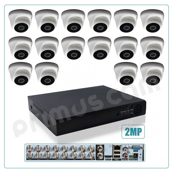 Primuscam 16’lı Dome Güvenlik Kamera Seti İç Ortam 2MP AHD DVR