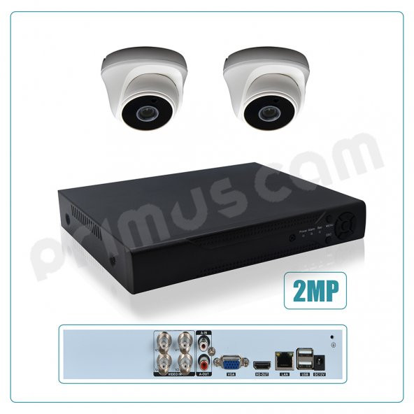 Primuscam 2'li Dome Güvenlik Kamera Seti İç Ortam 2MP AHD DVR