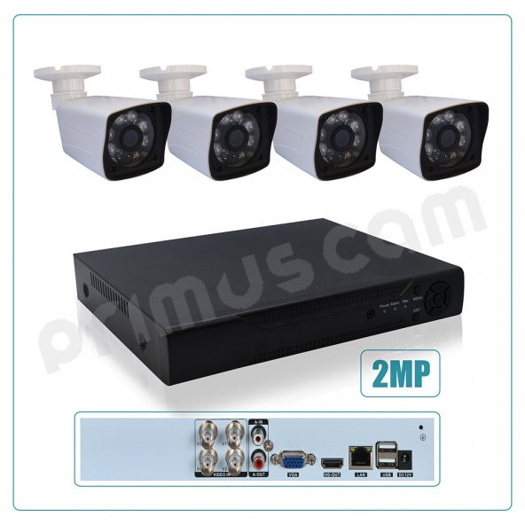 Primuscam 4’lü Güvenlik Kamera Sistemi 2MP AHD Gece Görüşlü