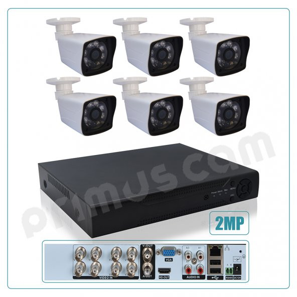 Primuscam 6’lı Güvenlik Kamera Sistemi 2MP AHD Gece Görüşlü