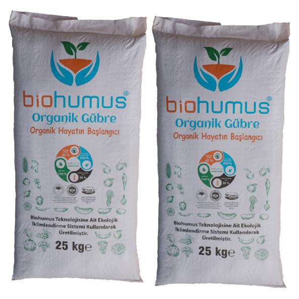 Biohumus Organik Gübre 25 Kg İKİLİ