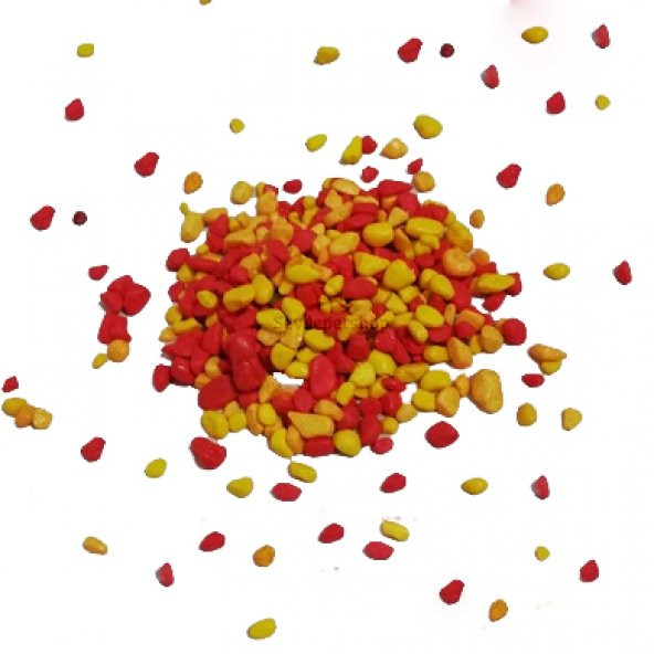Akvaryum Sarı Kırmızı Renkli Çakıl 8-10mm 1kg Paket