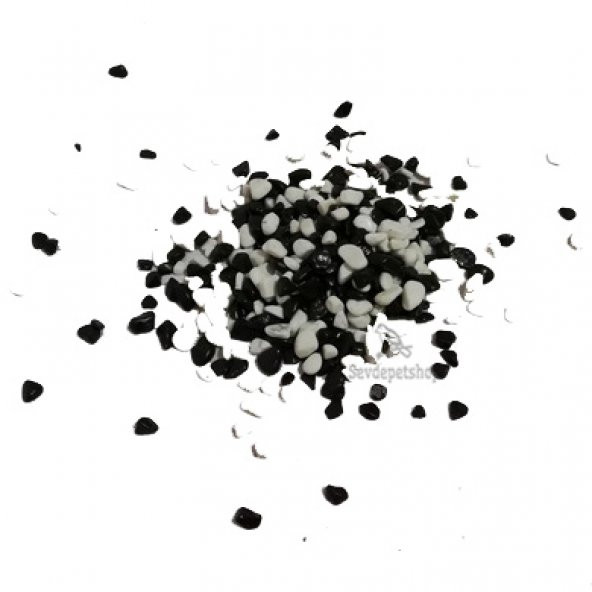 Akvaryum Siyah Beyaz Renkli Çakıl 8-10mm 1kg Paket