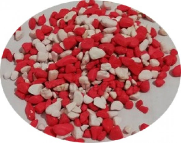 Akvaryum Kırmızı Beyaz Renkli Çakıl 8-10mm 1kgX10 lu Paket
