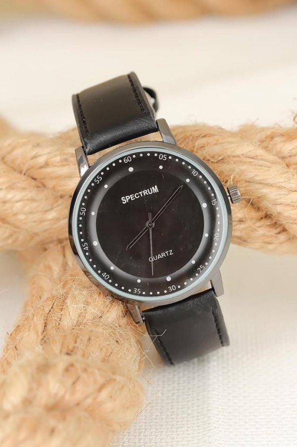 Siyah Deri Kordonlu Füme Metal Kasa Erkek Kol Saati - 2