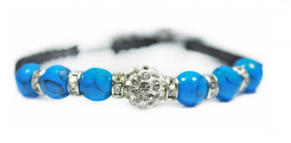 Alnis Atelier Mavi Havlit Doğal Taş Makrome Bayan Bileklik - 2