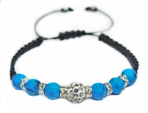 Alnis Atelier Mavi Havlit Doğal Taş Makrome Bayan Bileklik - 4