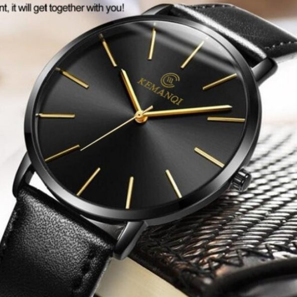Kemanqi Klasik Erkek Kol Saati Sade ve Şık Siyah Tasarım Saat