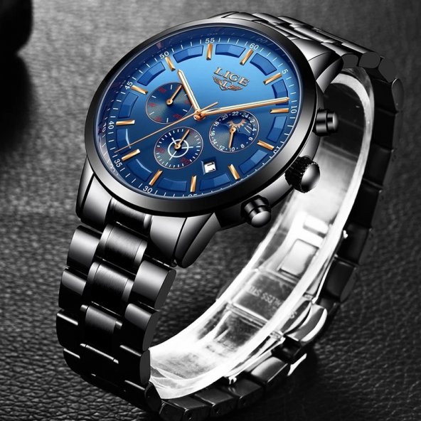 Lige Erkek Kol Saati Multifonksiyon Siyah Klasik Tasarım Saat - 2