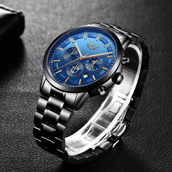 Lige Erkek Kol Saati Multifonksiyon Siyah Klasik Tasarım Saat - 3