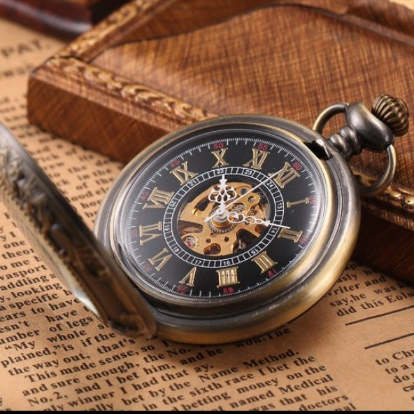 Steampunk Tasarım Retro Köstekli Cep Saati Kurmalı Mekanik Saat - 2