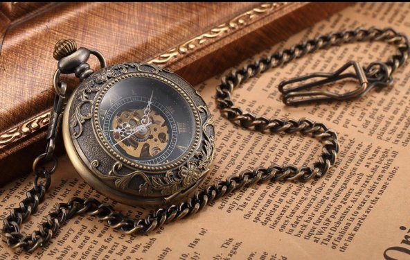 Steampunk Tasarım Retro Köstekli Cep Saati Kurmalı Mekanik Saat - 3