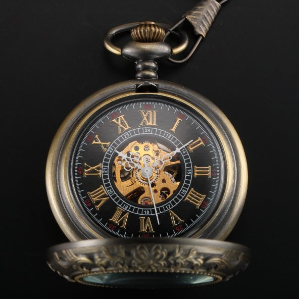 Steampunk Tasarım Retro Köstekli Cep Saati Kurmalı Mekanik Saat - 5