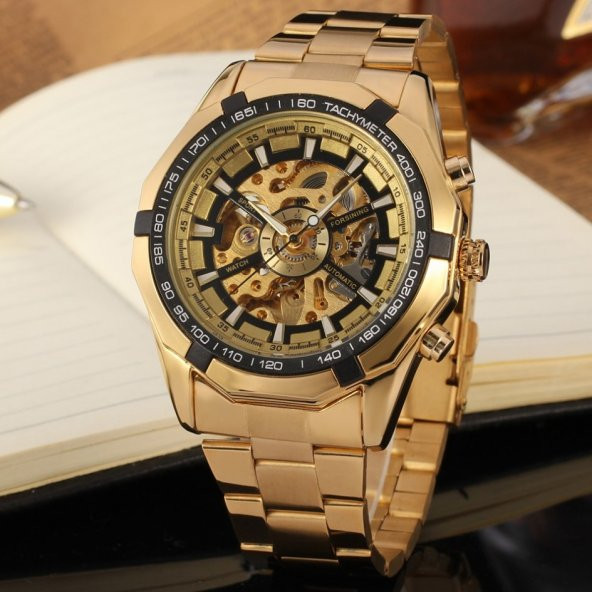 Forsining Çelik Tasarım Otomatik Erkek Kol Saati Tourbillon Saat - 3