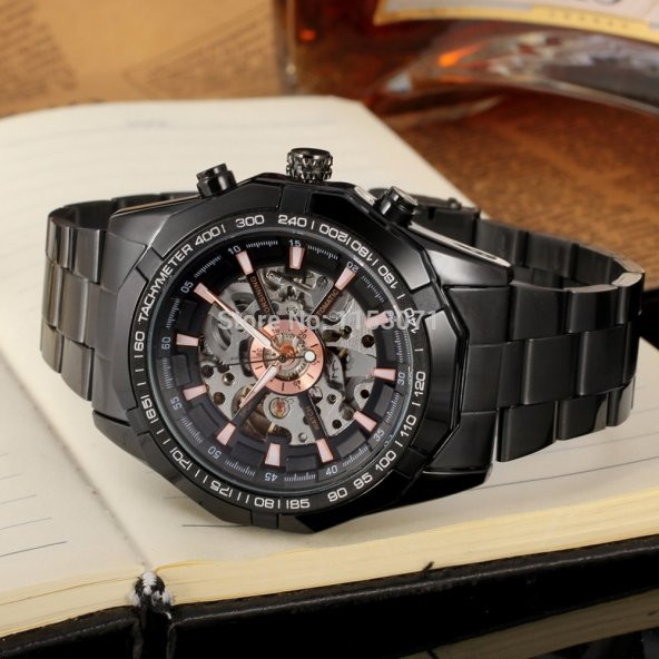 Forsining Çelik Tasarım Otomatik Erkek Kol Saati Tourbillon Saat - 5