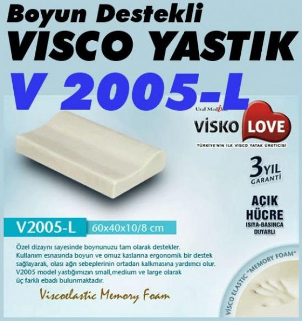 Visko Love V2005-L Boyun Destekli Ortopedik Visco Yastık